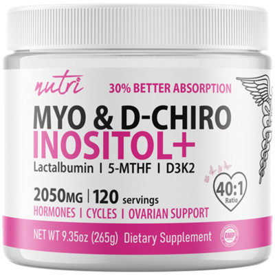 Myo & D-Chiro Inositol + - 2050 mg - Lactalbumin , 5-MTHF & D3K2 (9.35 oz./120 Servings)