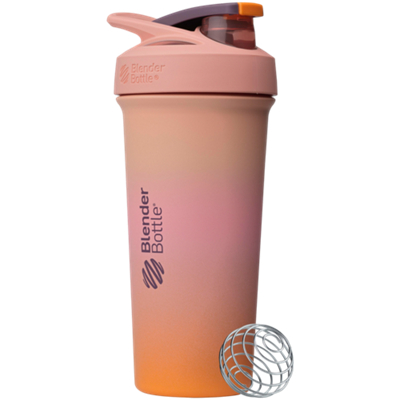Strada Sleek Shaker Bottle with Wire Whisk BlenderBall - Pink/Orange (25 fl oz.)