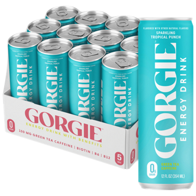 Energy Drink - Green Tea Caffeine & 0g Sugar - Sparkling Tropical Punch (12 fl oz. / 12 Drinks)