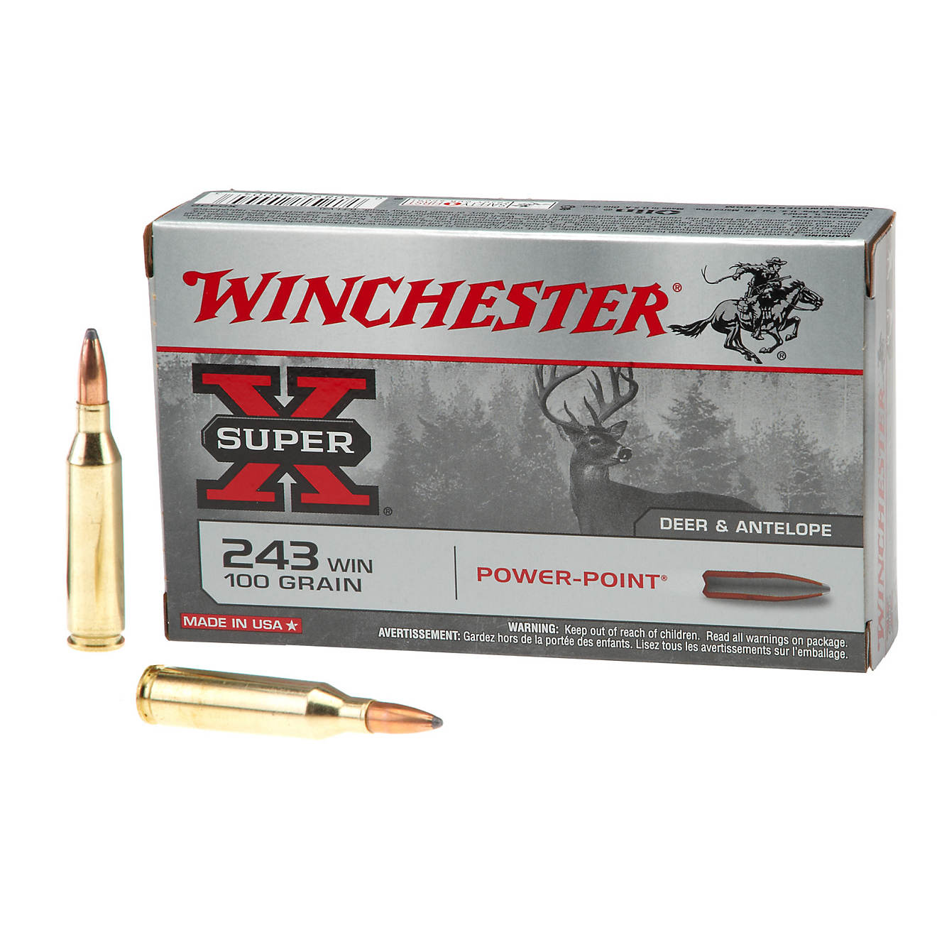 Winchester Super-X Power-Point .243 Winchester 100-Grain Rifle Ammunition - 20 Rounds                                            - view number 1