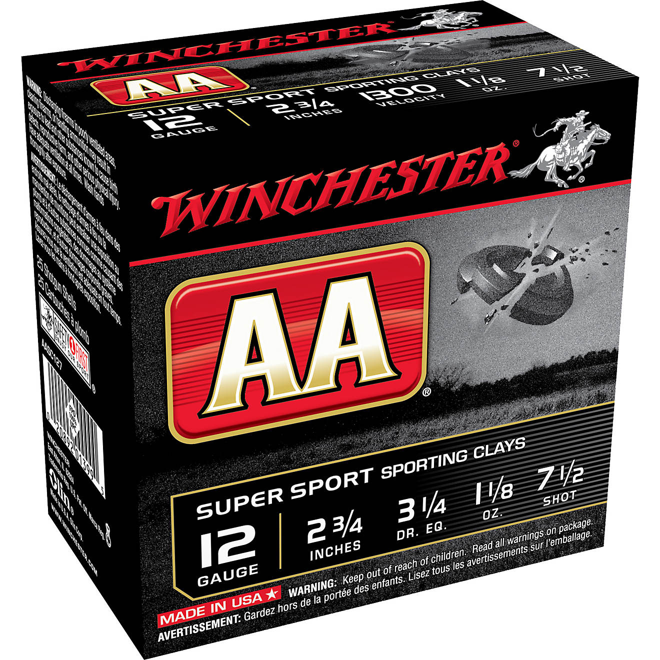 Winchester AA Super Sport Target Load 12 Gauge 7.5 Shot Shotshells - 25 Rounds                                                   - view number 1