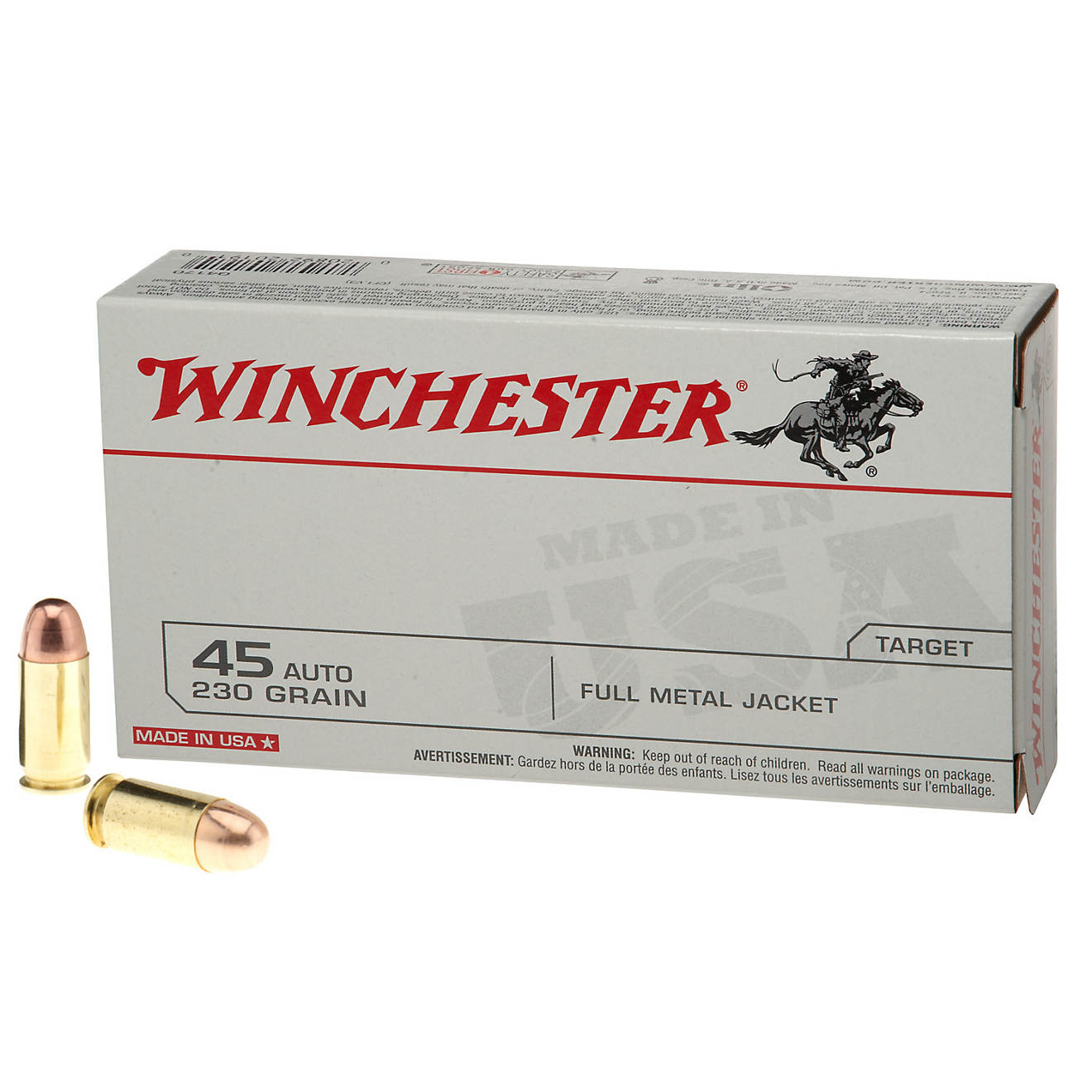 Winchester USA Full Metal Jacket .45 Automatic 230-Grain Handgun Ammunition - 50 Rounds                                          - view number 1