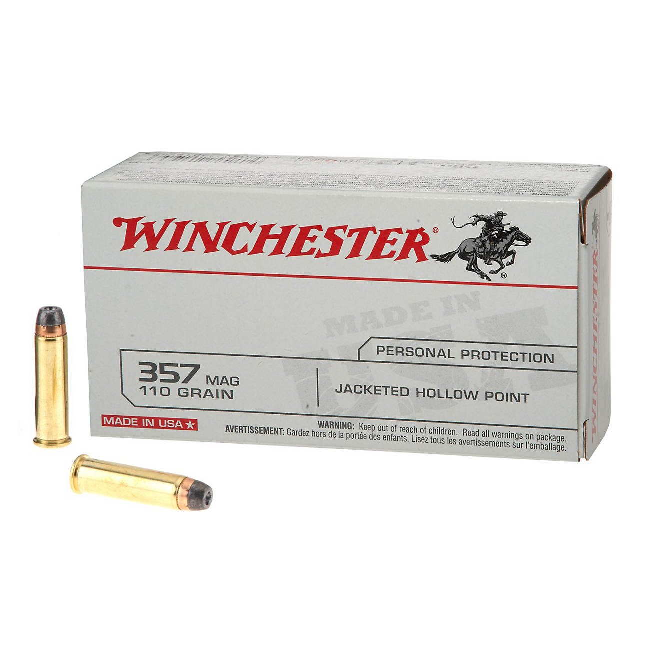 Winchester USA JHP .357 Magnum 110-Grain Handgun Ammunition - 50 Rounds                                                          - view number 1