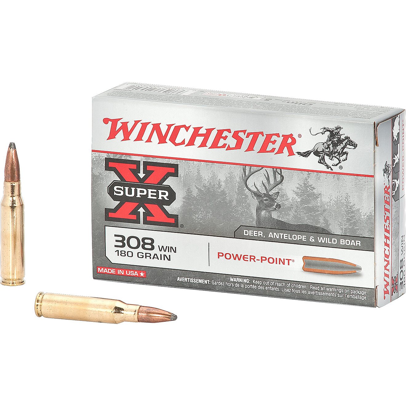 Winchester Super-X 308 Caliber 180-Grain Power-Point Ammunition - 20 Rounds                                                      - view number 1