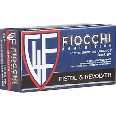 Fiocchi Pistol Series Dynamics 9mm 115-Grain Centerfire Ammunition - 50 Rounds                                                  