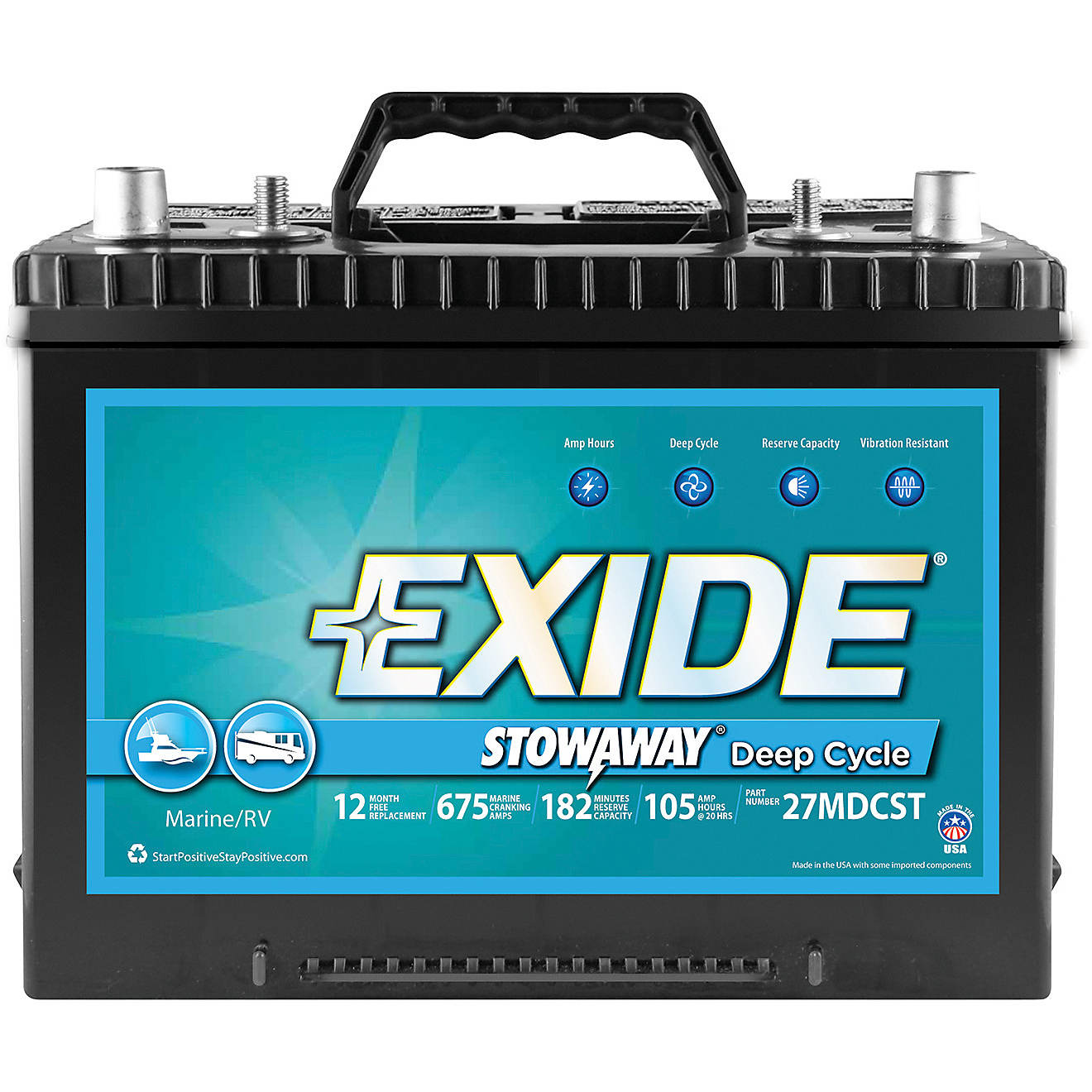Exide Stowaway Deep-Cycle Marine and RV Battery                                                                                  - view number 1