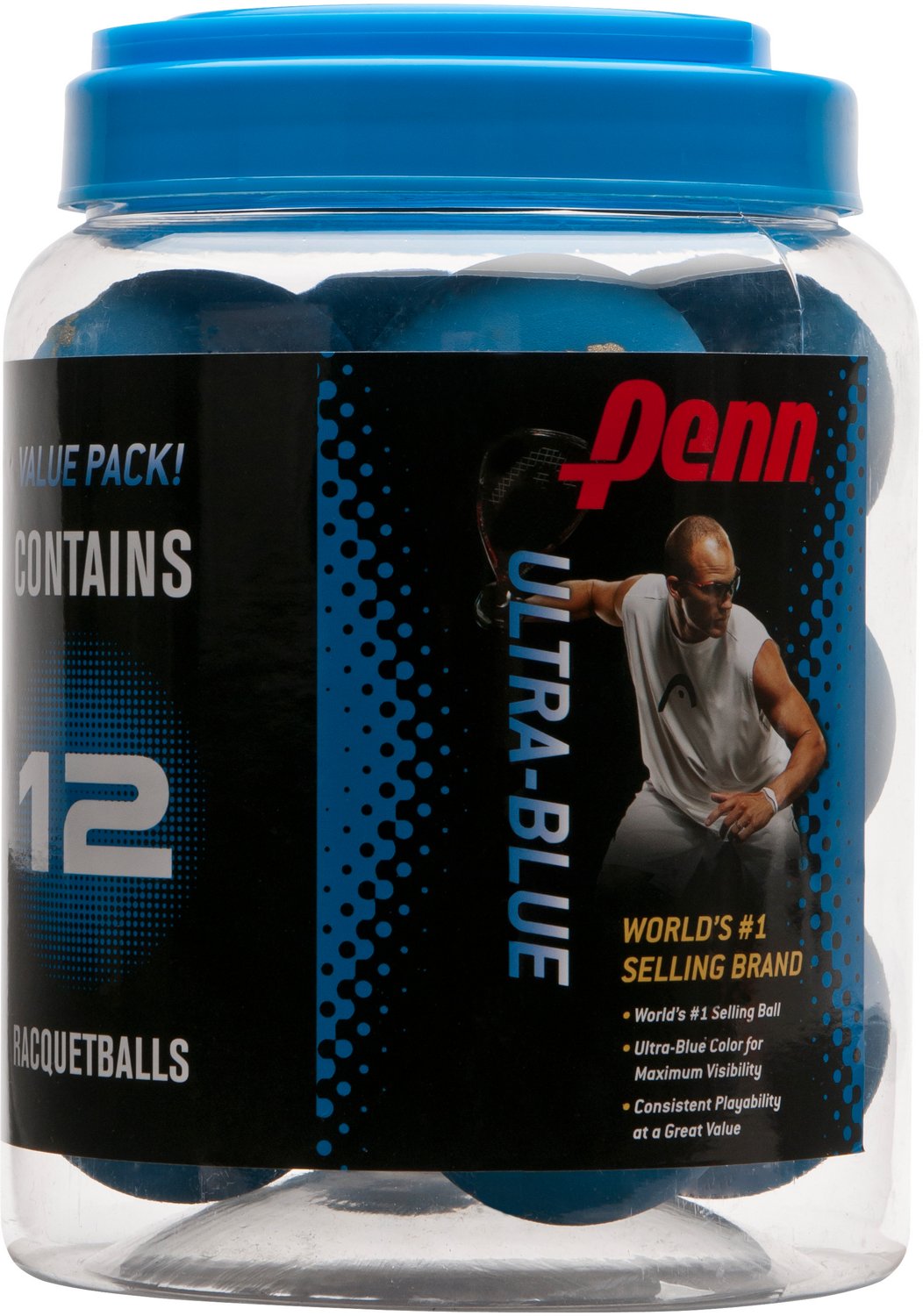 PENN® UltraBlue Racquetballs 12Pack Academy