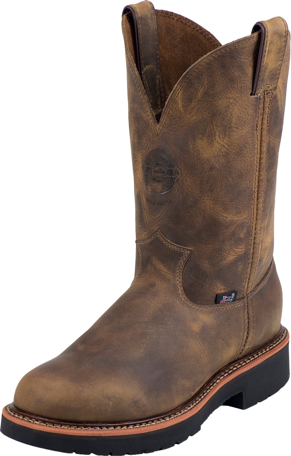 justin men's rugged cowhide waterproof wellington work boots