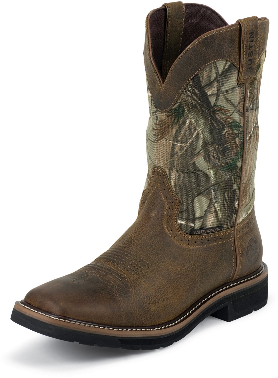 justin men's rugged cowhide waterproof wellington work boots