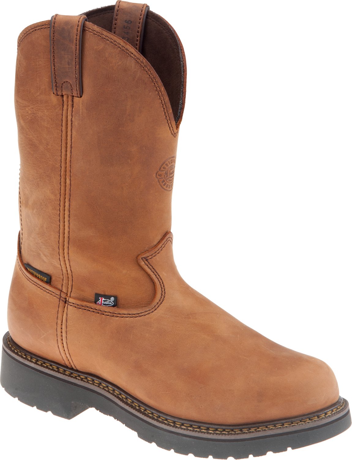justin men's rugged cowhide waterproof wellington work boots
