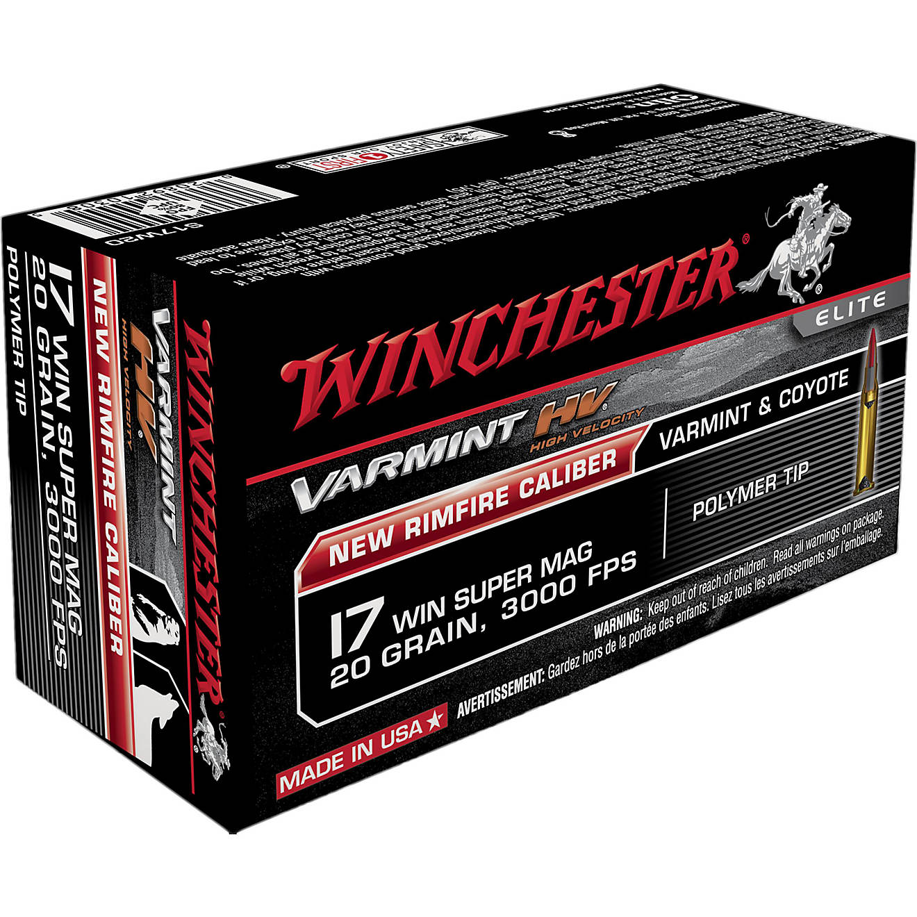 Winchester Varmint HV .17 WSM 20-Grain Rimfire Rifle Ammunition - 50 Rounds                                                      - view number 1