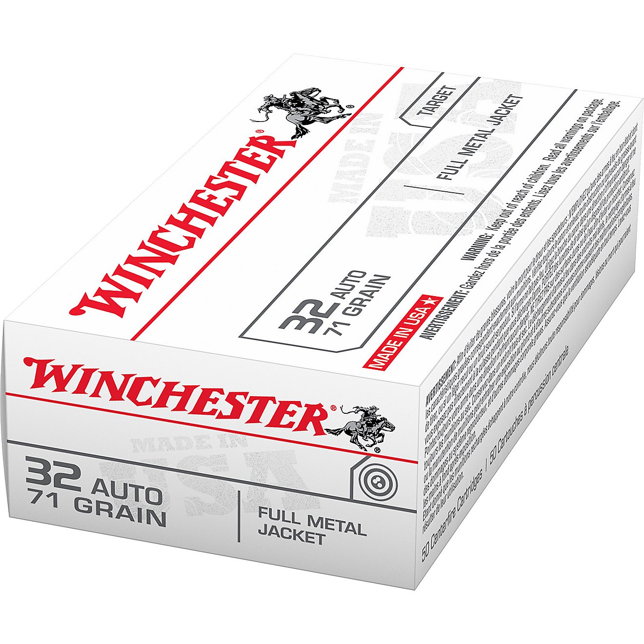 Winchester USA Full Metal Jacket .32 Automatic 71-Grain Handgun Ammunition - 50 Rounds                                           - view number 1