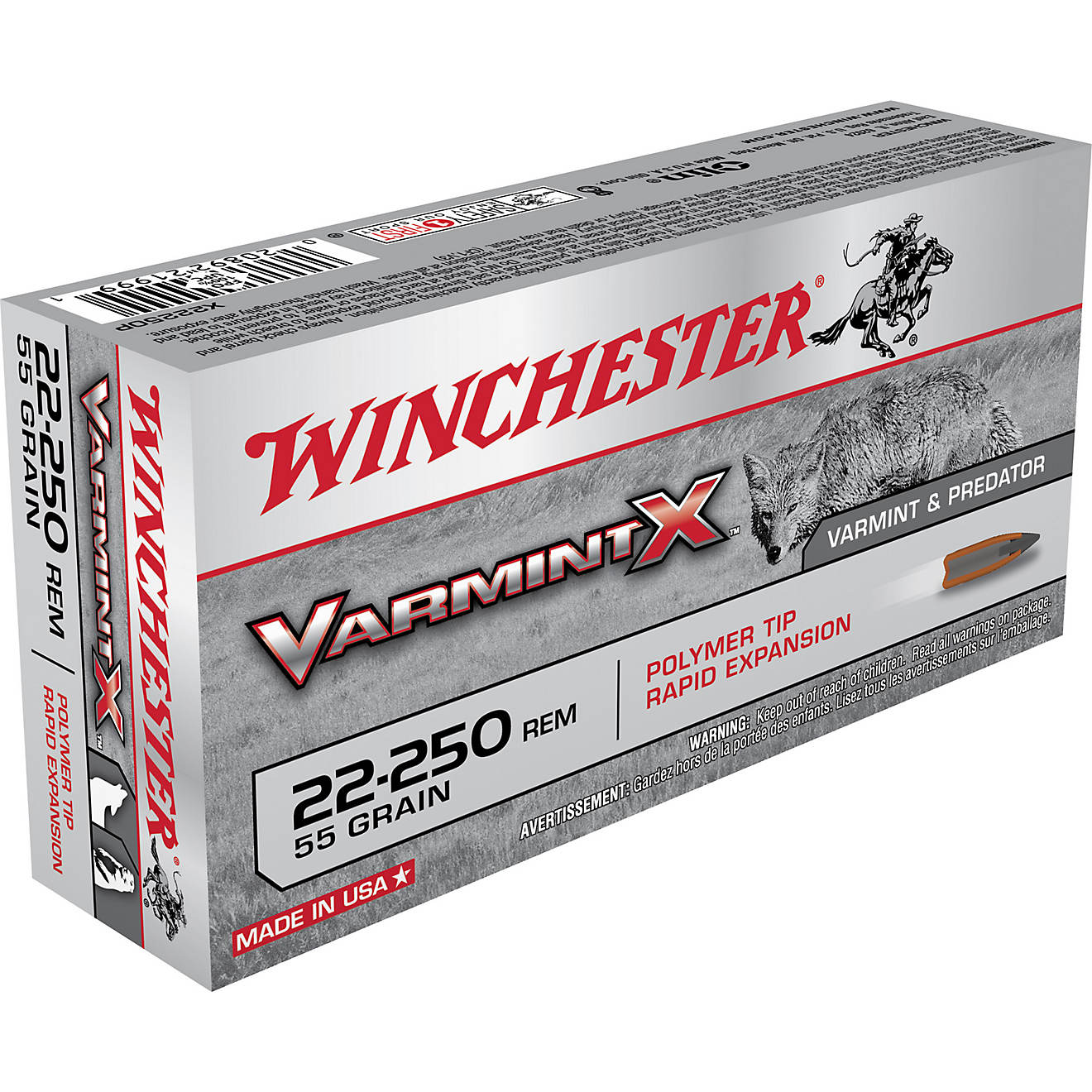 Winchester Varmint X .22-250 Remington 55-Grain Centerfire Rifle Ammunition - 20 Rounds                                          - view number 1