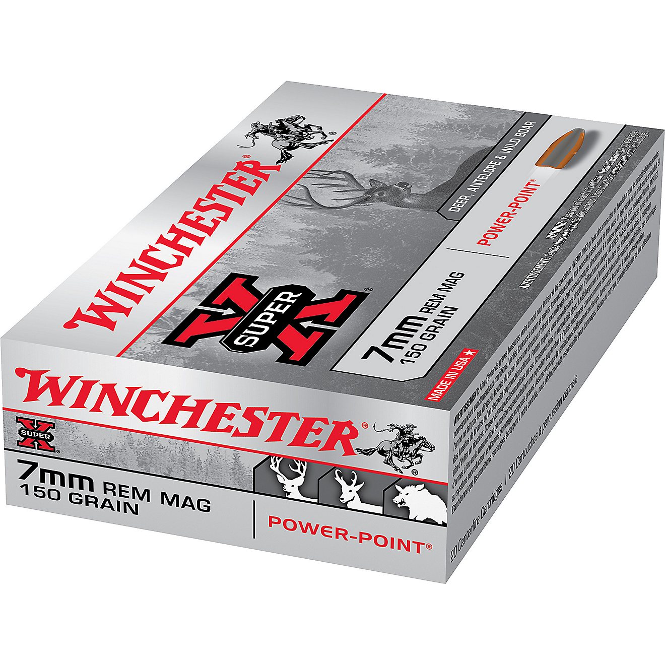 Winchester Super-X Power-Point 7 mm Remington Magnum 150-Grain Rifle Ammunition - 20 Rounds                                      - view number 1
