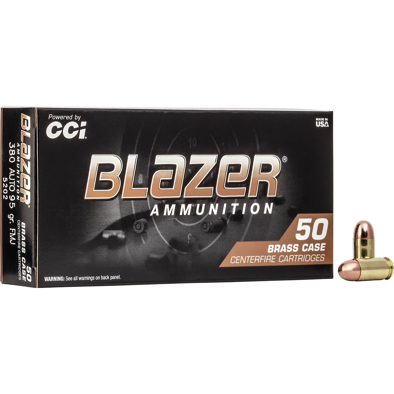 Blazer Brass Target Load FMJ .380 Auto 95-Grain Centerfire Handgun Ammunition - 50 Rounds                                        - view number 1