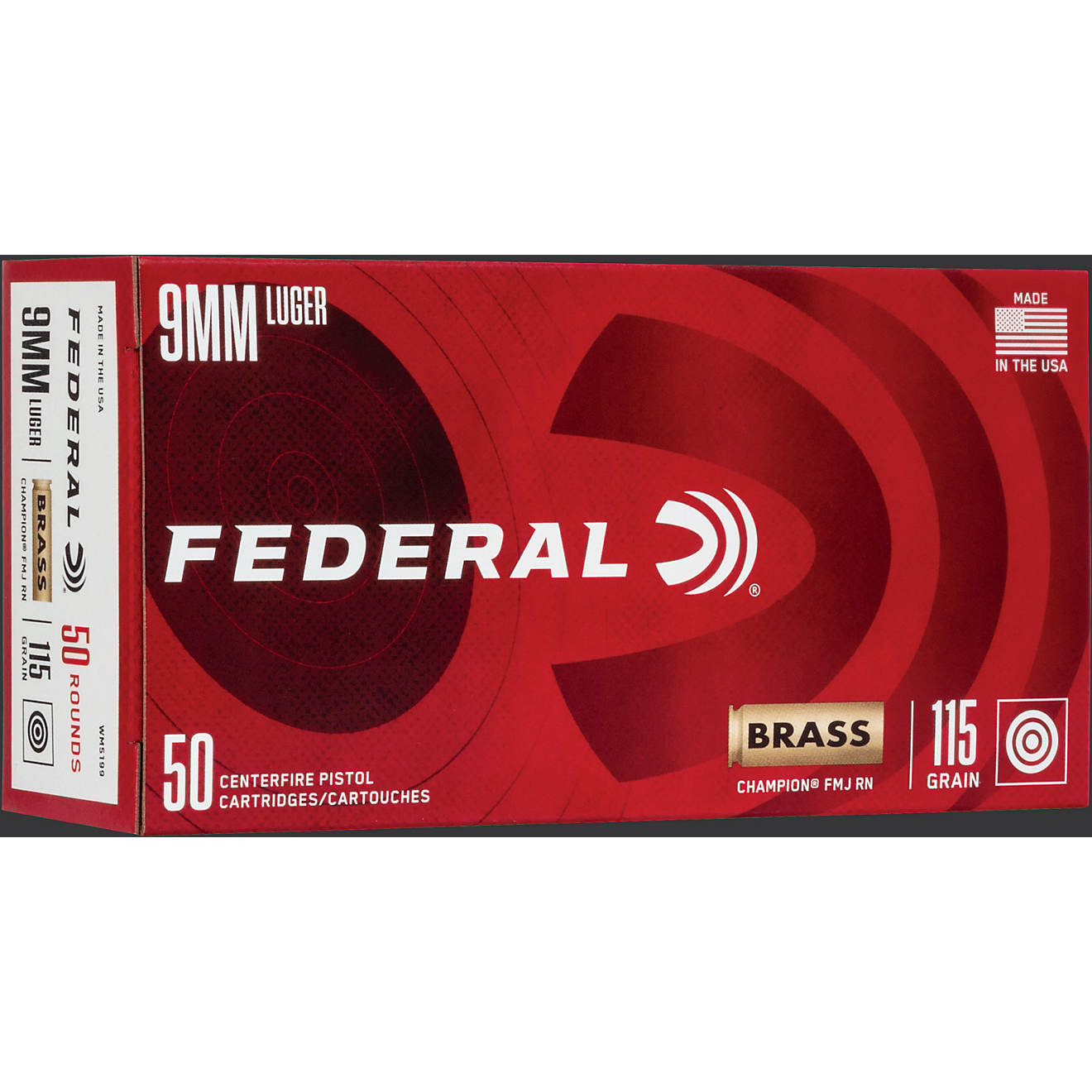 Federal Premium 9mm Luger 115-Grain FMJ Handgun Ammunition - 50 Rounds                                                           - view number 1