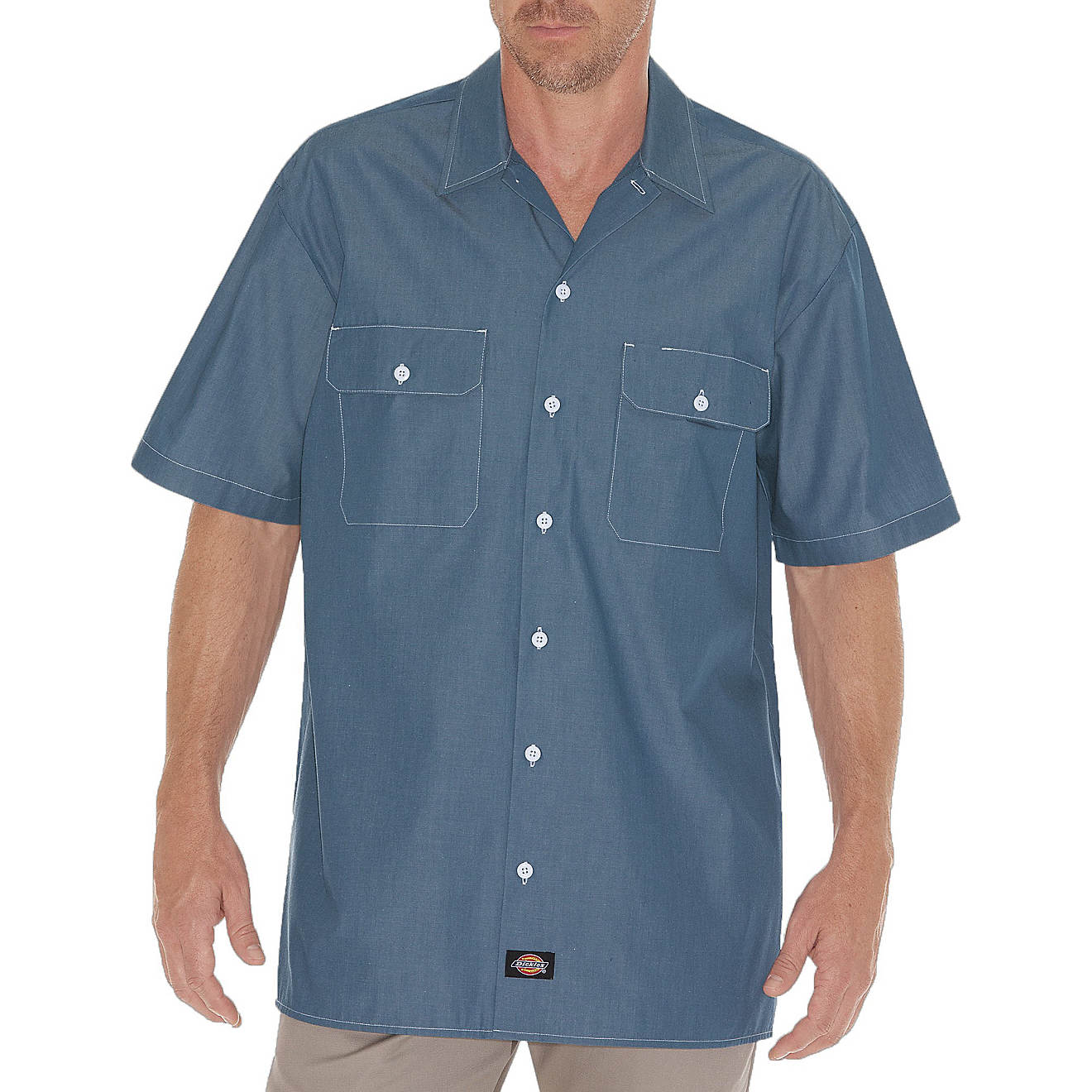 Dickies Men's Relaxed Fit Short Sleeve Chambray Shirt                                                                            - view number 1
