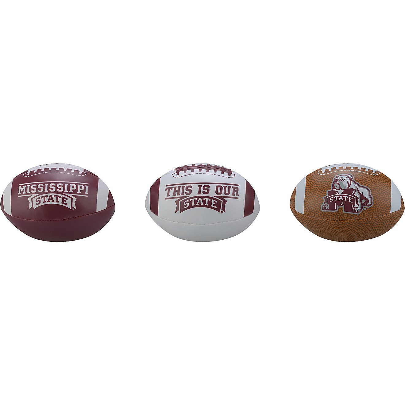 Rawlings® Boys' Mississippi State University 3rd Down Softee 3-Ball Football Set                                                - view number 1