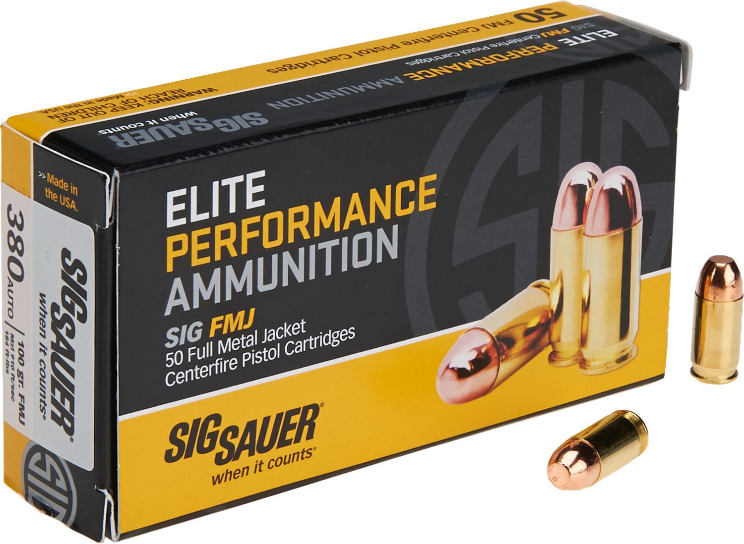 Sig Sauer Elite Ball 380 Auto 100 Grain Fmj Pistol Ammunition Academy