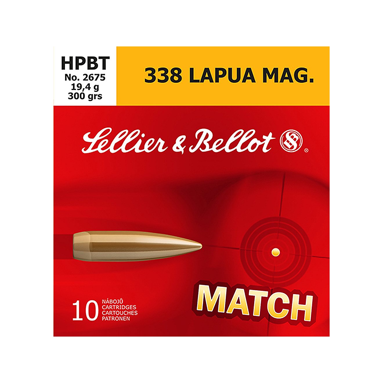 Sellier & Bellot .338 Lapua Magnum 300-Grain Boat Tail HP Centerfire Rifle Ammunition                                            - view number 1