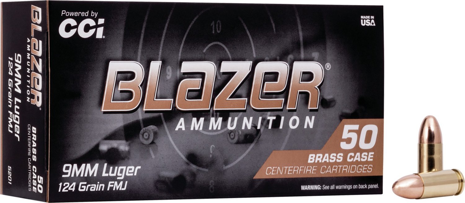CCI Blazer Brass 9mm 124Grain Full Metal Jacket Round Nose Centerfire