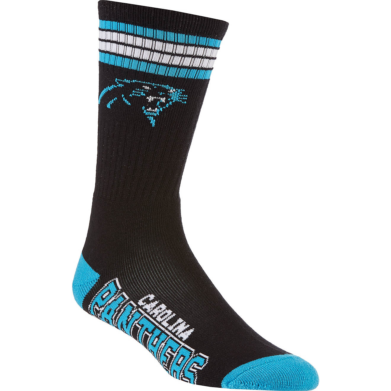 For Bare Feet Adults' Carolina Panthers 4-Stripe Deuce Socks                                                                     - view number 1