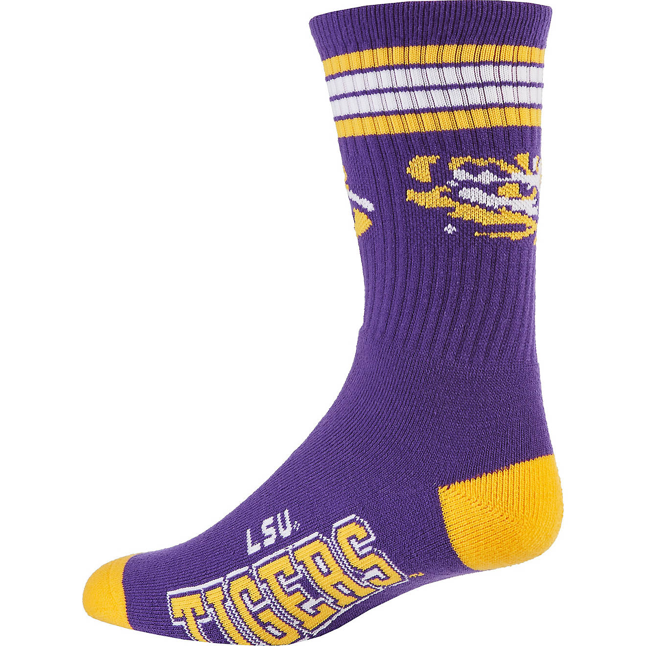 For Bare Feet Adults' Louisiana State University 4-Stripe Deuce Socks                                                            - view number 1