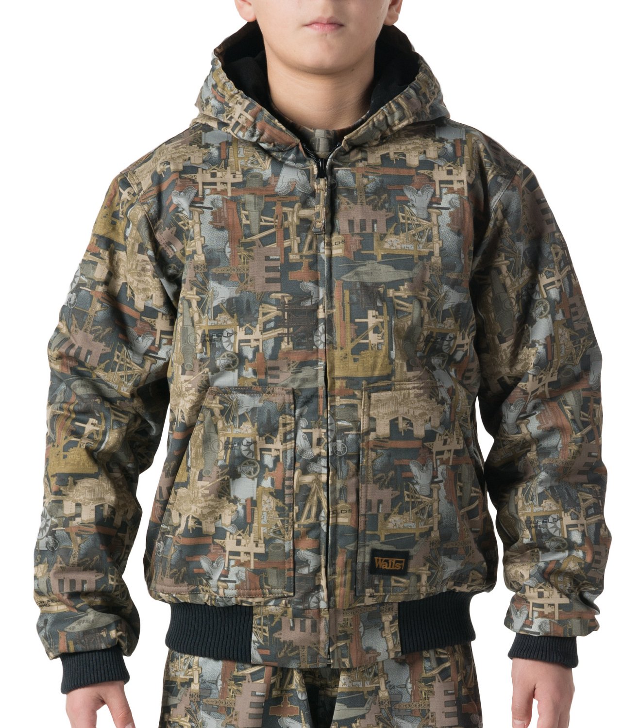 Walls Kids' Oilfield Camo Insulated Hooded Jacket Academy