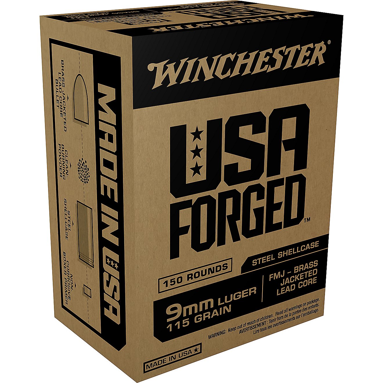 Winchester USA Forged 9mm Luger 115-Grain Handgun Ammunition - 150 Rounds                                                        - view number 1