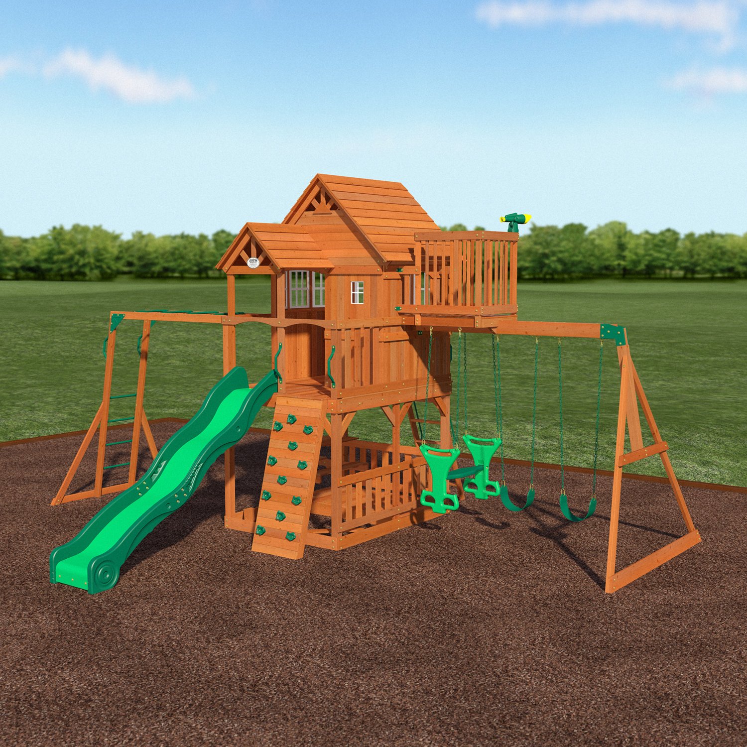 Backyard Discovery Skyfort Ii Wooden Swing Set