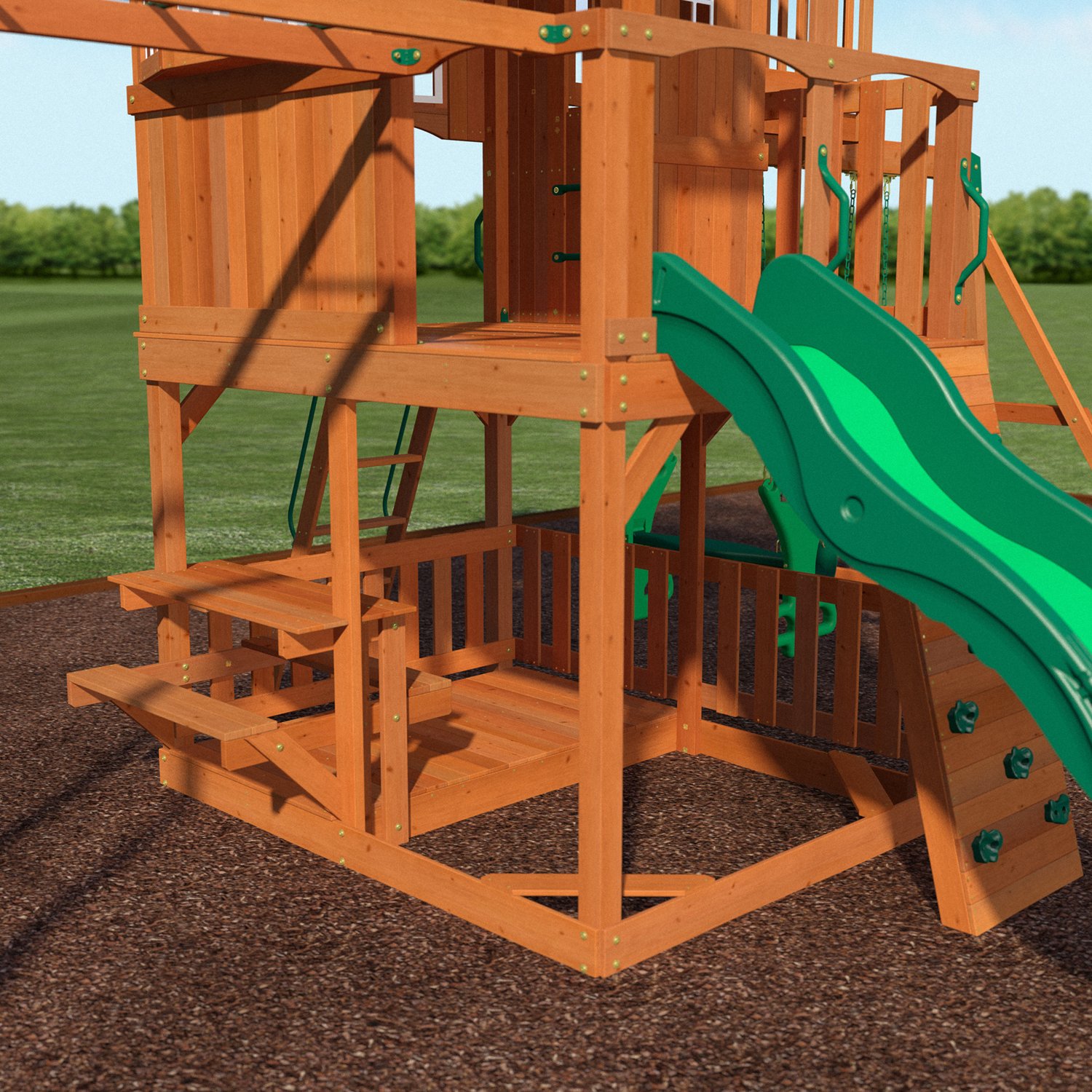 Backyard Discovery Skyfort Ii Wooden Swing Set