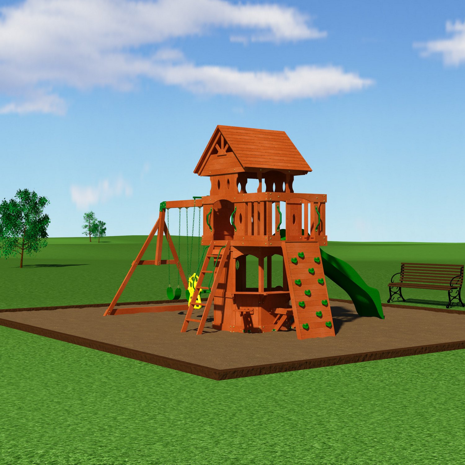 Backyard Discovery Woodland Cedar Swing Set - House Backyards