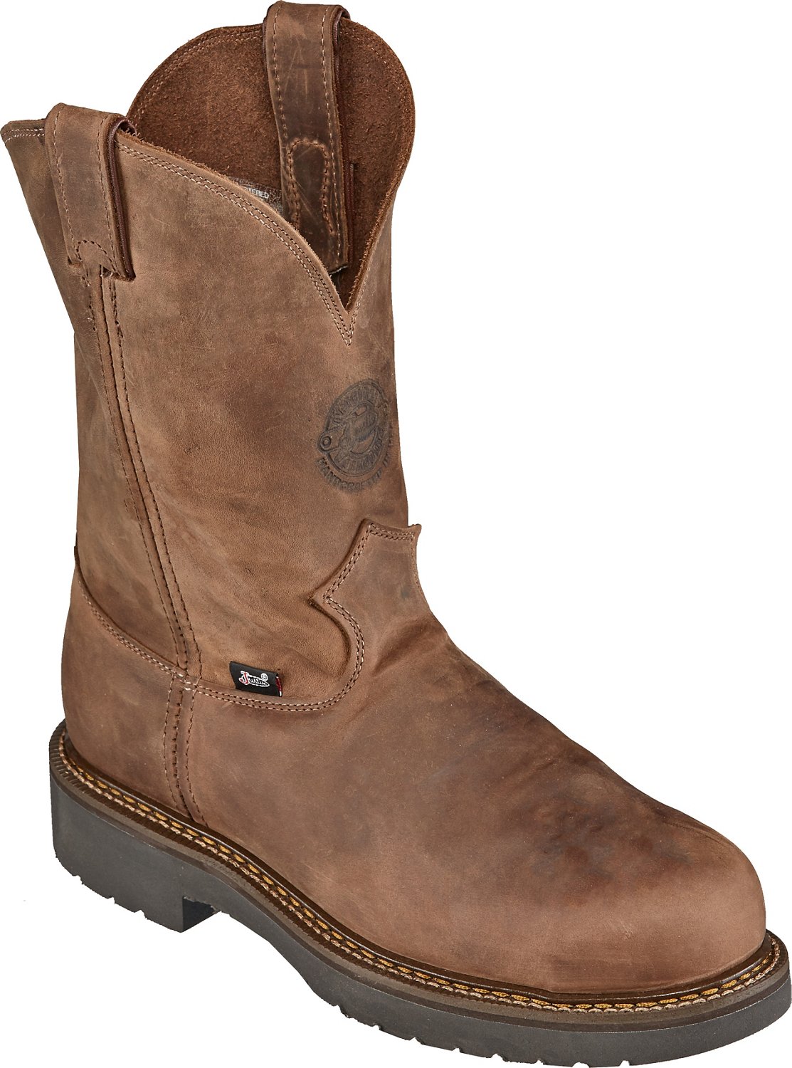 justin men's rugged cowhide waterproof wellington work boots