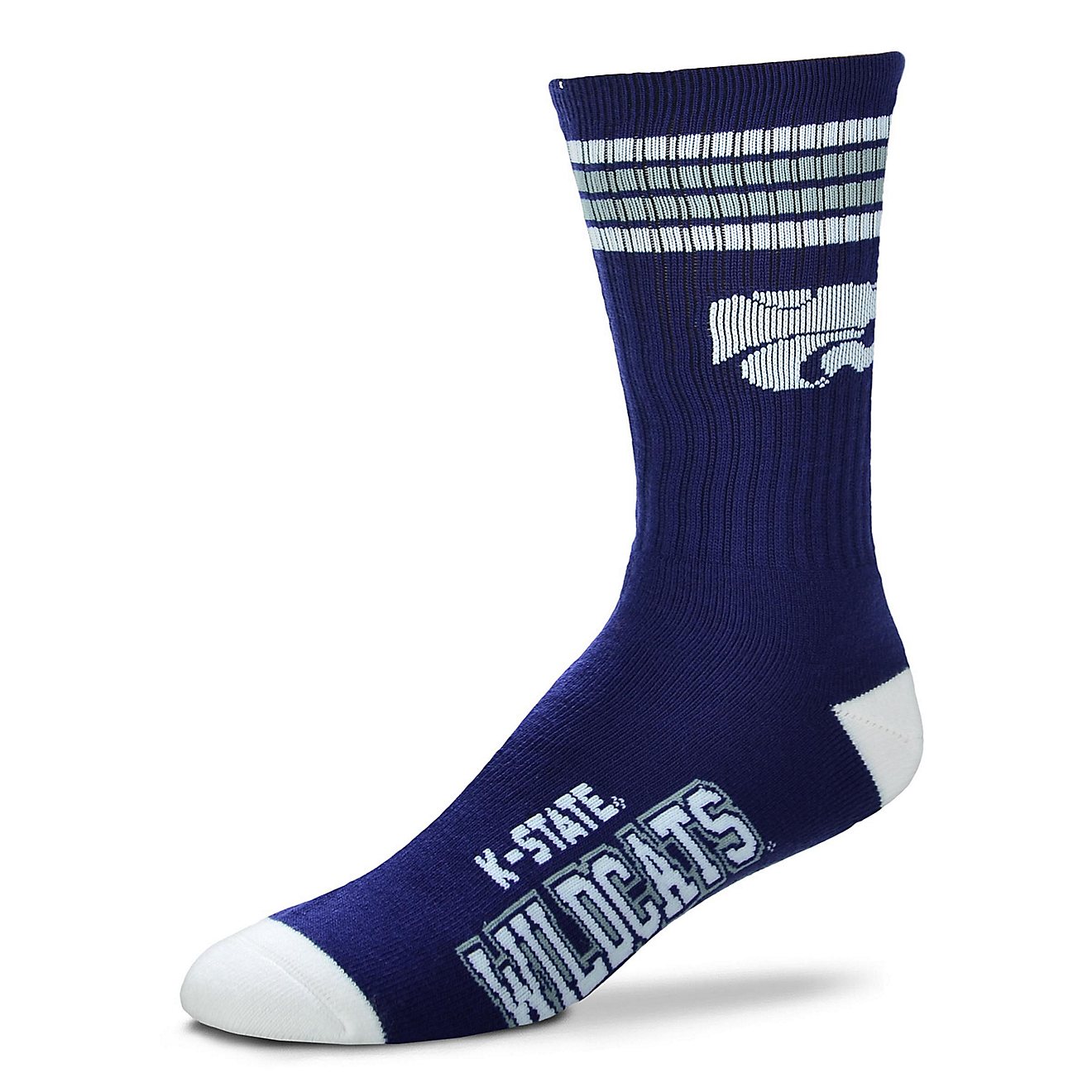 For Bare Feet Men's Kansas State 4-Stripe Deuce Crew Socks                                                                       - view number 1