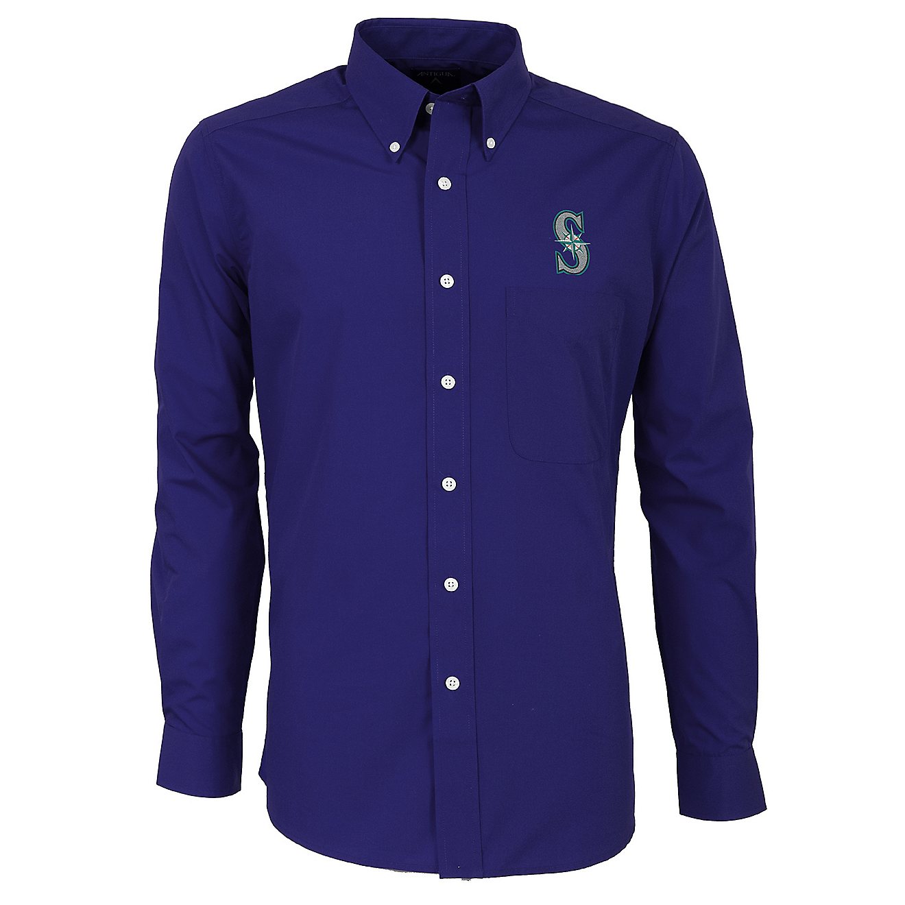 Antigua Men's Seattle Mariners Dynasty Long Sleeve Button Down Shirt                                                             - view number 1