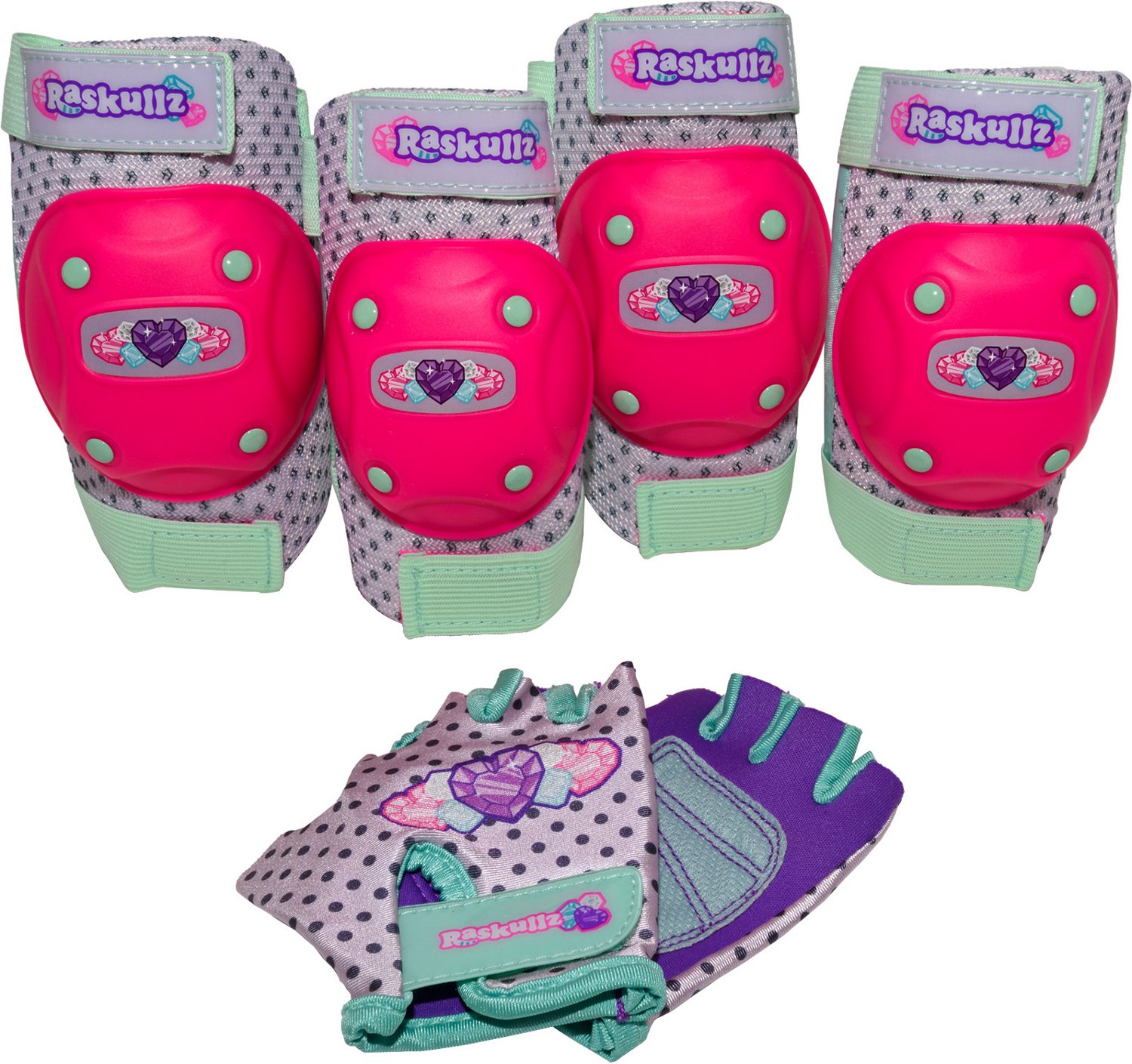 Raskullz Girls' Heart Gem Pad and Glove Set                                                                                     