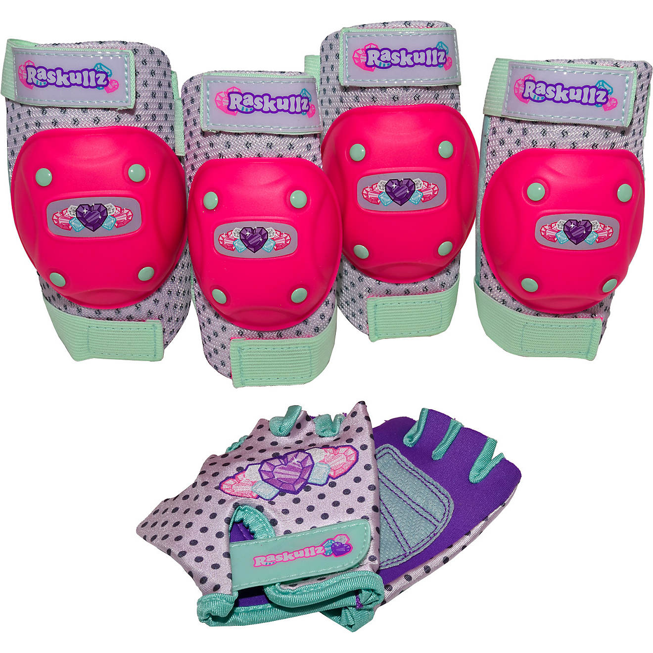 Raskullz Hearty Gem Youth Elbow and Knee Pad Set with Gloves                                                                     - view number 1