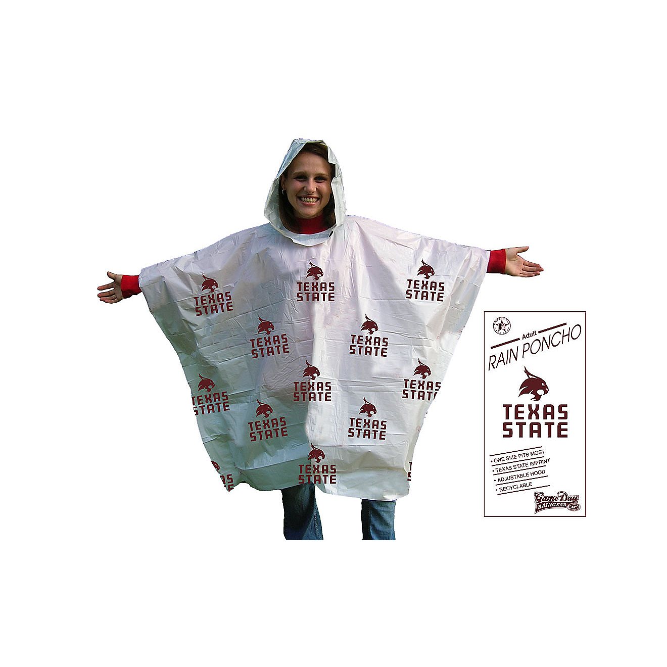 Storm Duds Adults' Texas State University Lightweight Stadium Rain Poncho                                                        - view number 1