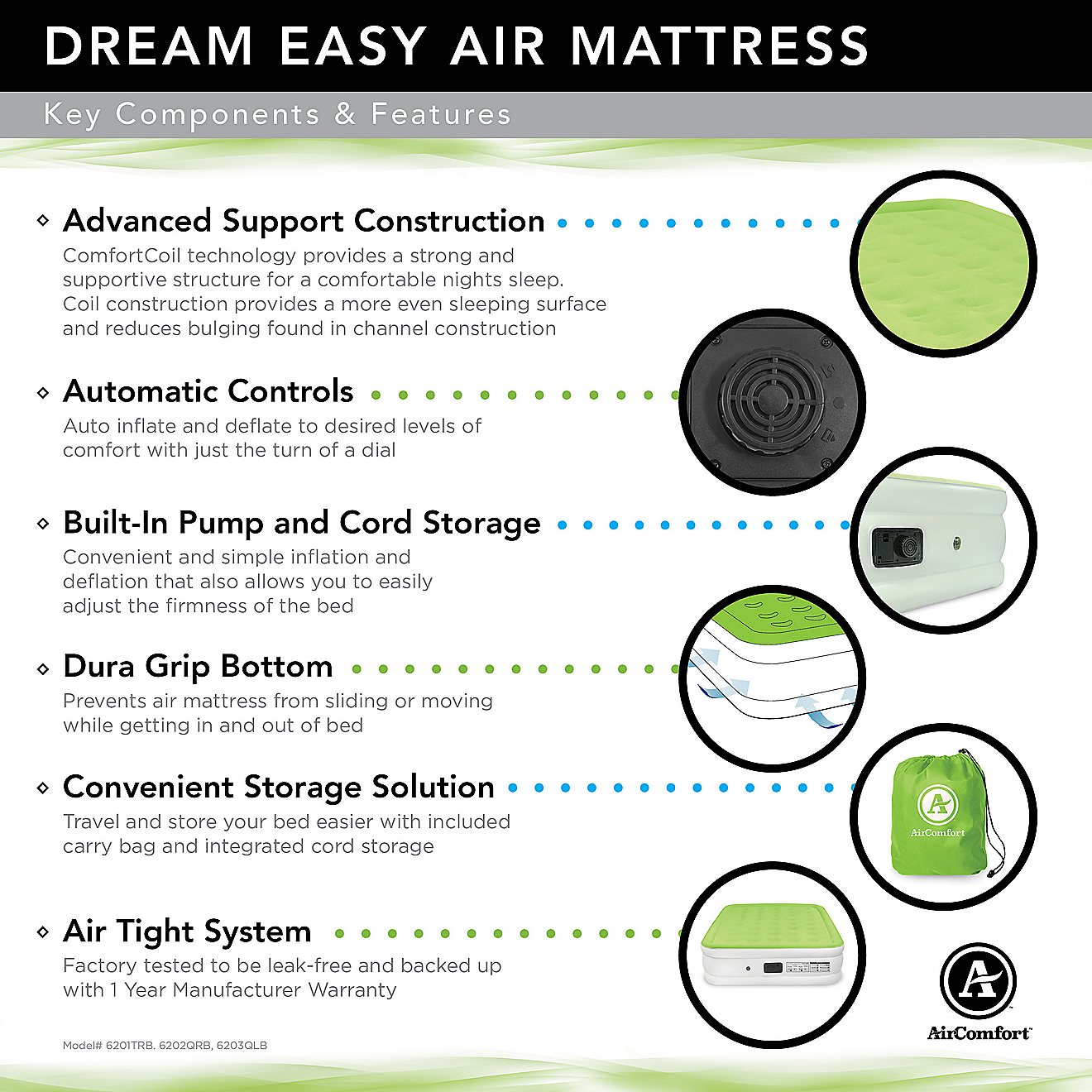 Air Comfort Dream Easy Twin Size Raised Air Mattress with Built-in Pump                                                          - view number 9