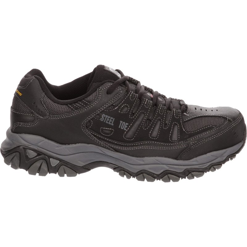 SKECHERS Men's Relaxed Fit Cankton Lace Steel Toe Work Shoes Black, 9.5 ...
