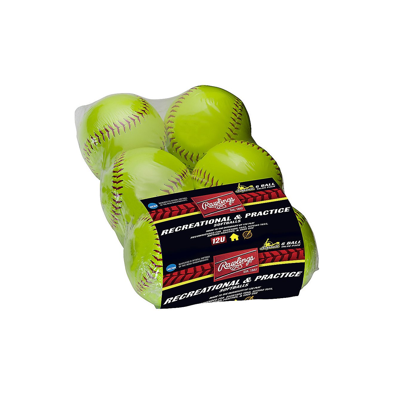 Rawlings Girls' 12 in Recreational Fast-Pitch Softballs 6-Pack                                                                   - view number 2