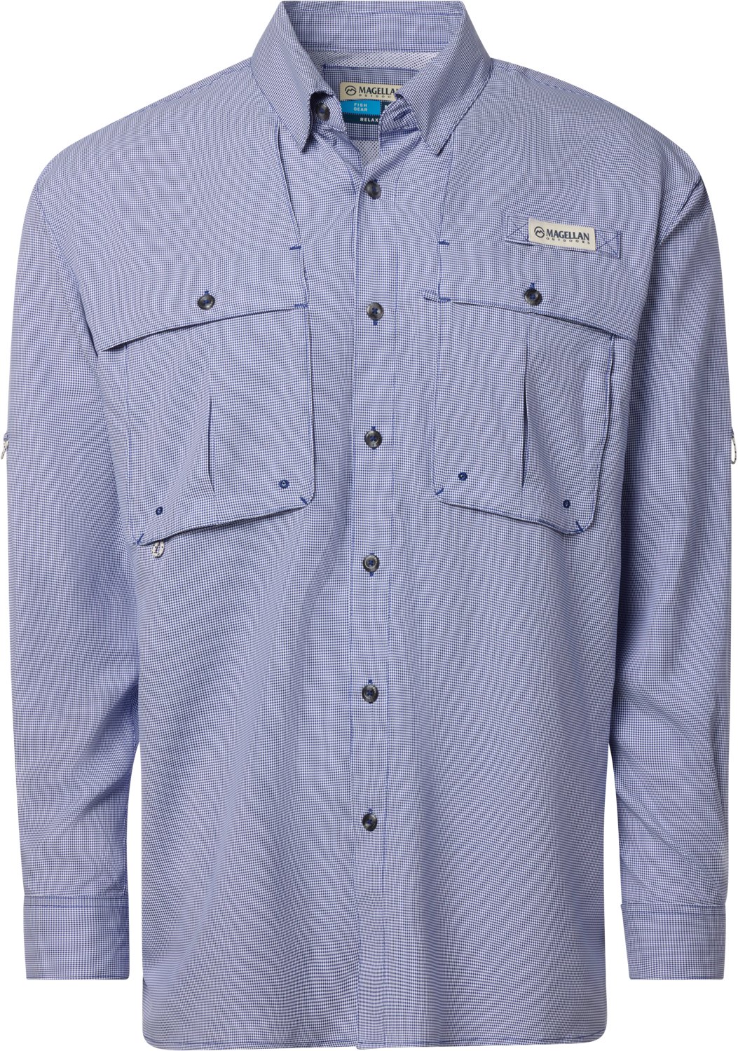 Magellan Outdoors Men's Aransas Pass Mini Check Long Sleeve Fishing