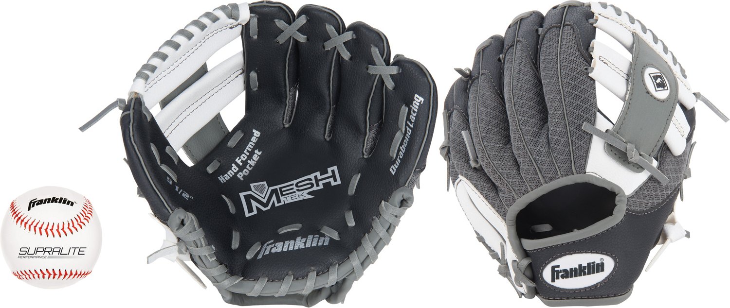 Franklin Youth Meshtek 9.5" Tball Glove with Ball Academy