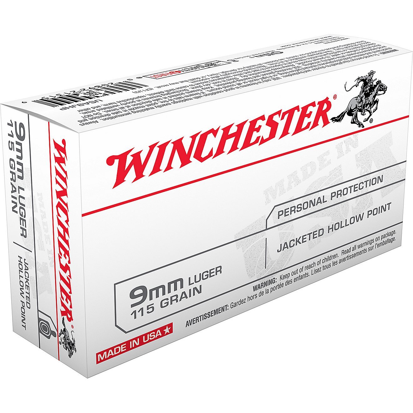Winchester USA JHP 9 mm Luger 115-Grain Handgun Ammunition - 50 Rounds                                                           - view number 1