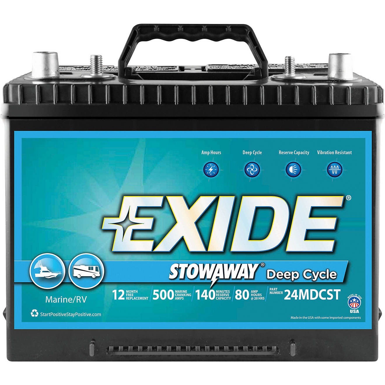 Exide Stowaway Deep Cycle Marine and RV Battery                                                                                  - view number 1