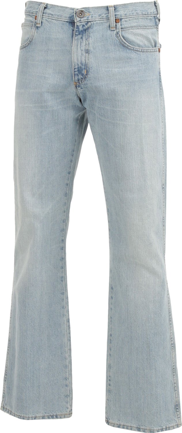 Whiskered over dyed mid rise men's jeans
