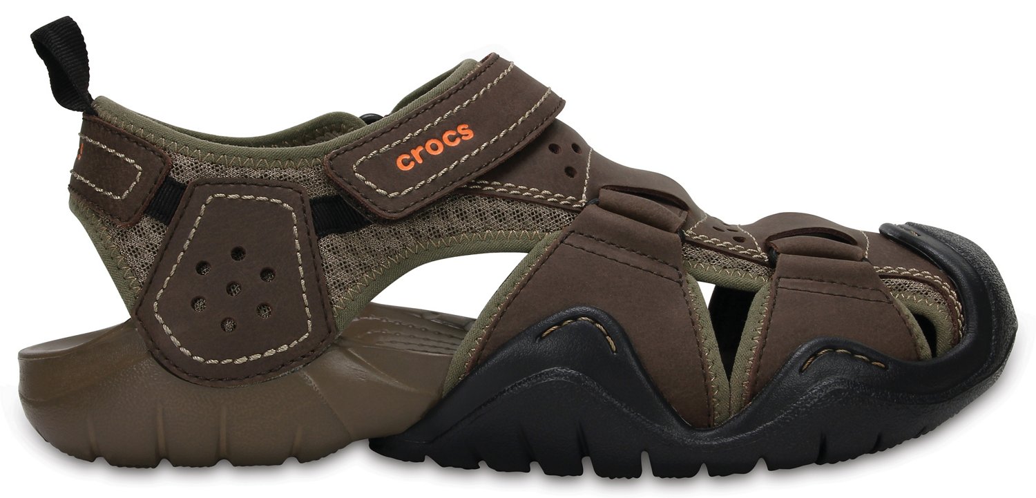 Crocs Men's Swiftwater Leather Fisherman Sandals | Academy