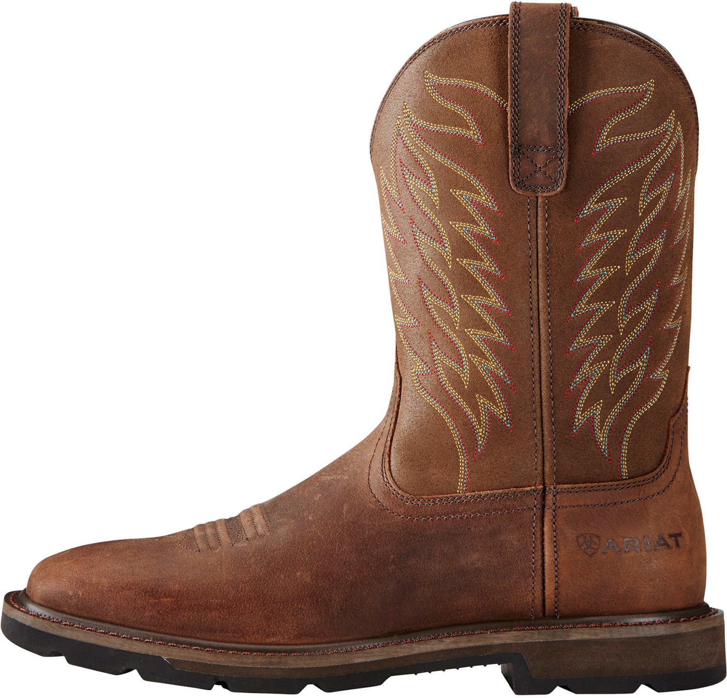 Ariat Groundwork Steel Toe Work Boots - Men's EE Wide, Brown Leather, Pull-On