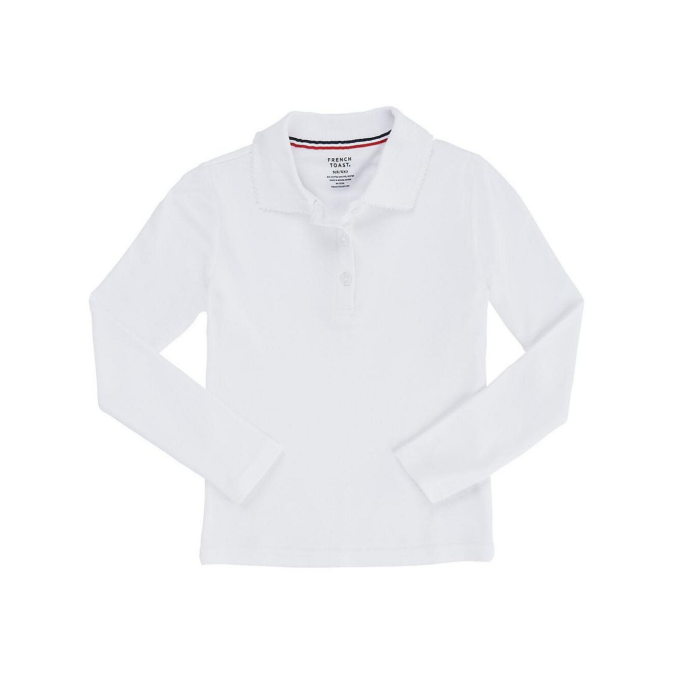French Toast Girls' Long Sleeve Interlock Knit Polo with Picot Collar                                                            - view number 1