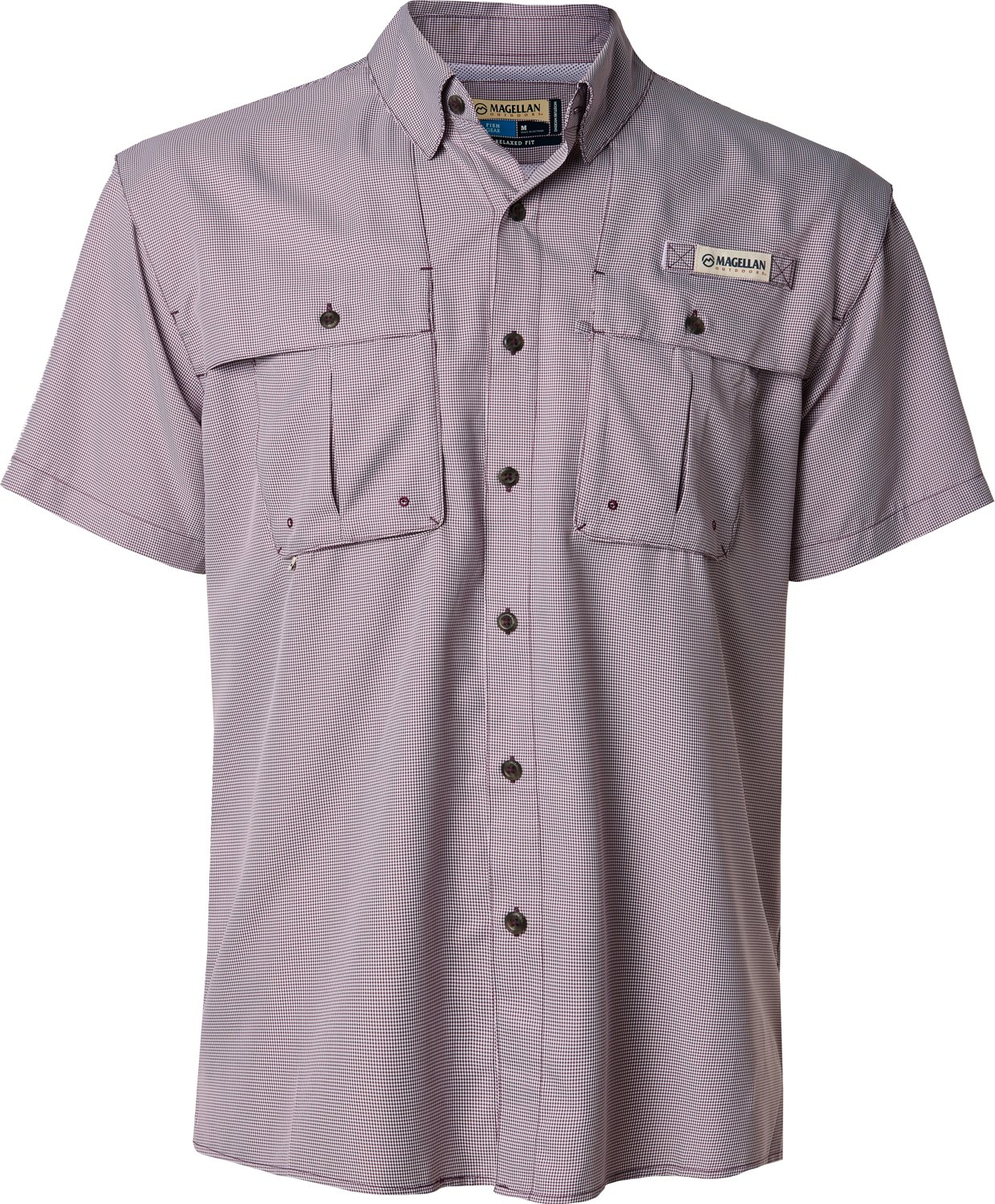 Magellan Outdoors Men's Aransas Pass Mini Check Short Sleeve Shirt                                                              